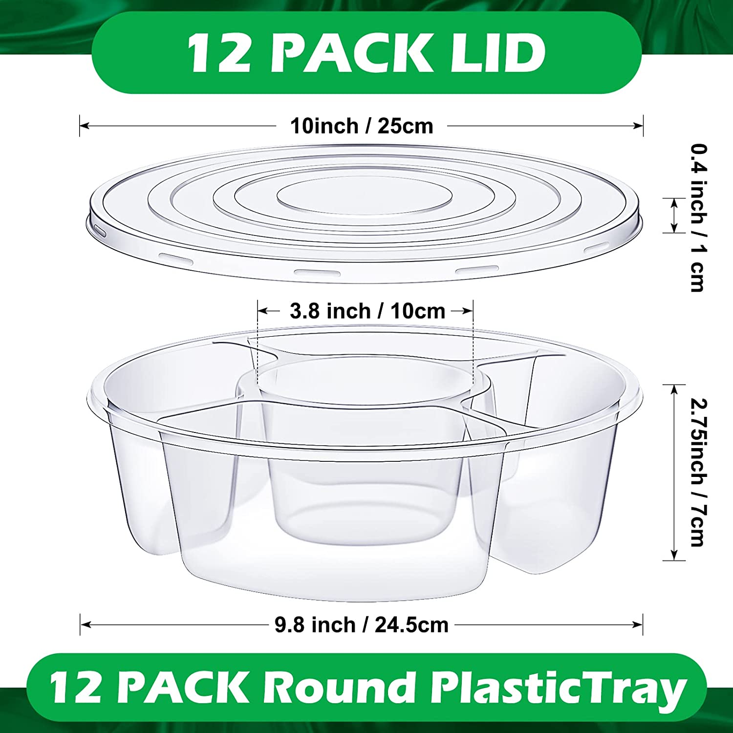 12 Pcs Round Appetizer Serving Trays w/Lids