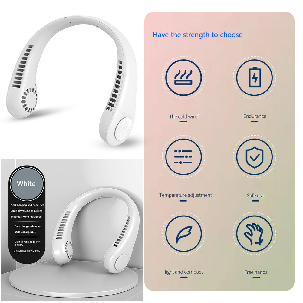 Portable Rechargeable Neckband Cooling Fan