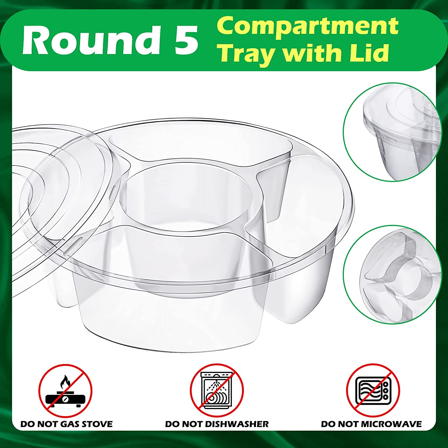 12 Pcs Round Appetizer Serving Trays w/Lids