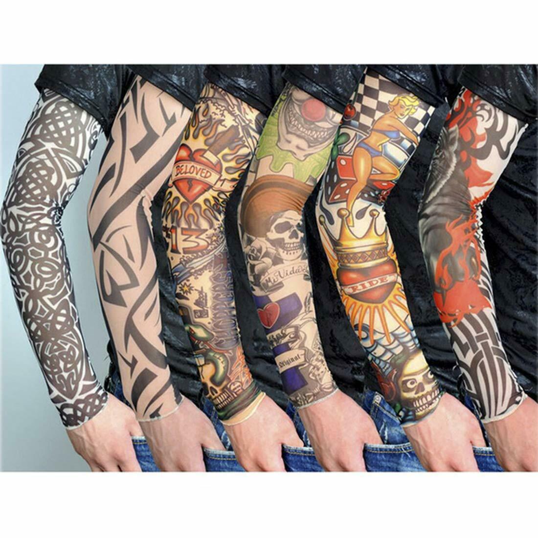 Full Arm Fake Tattoo Sleeve Cover w/UV Sun Protection