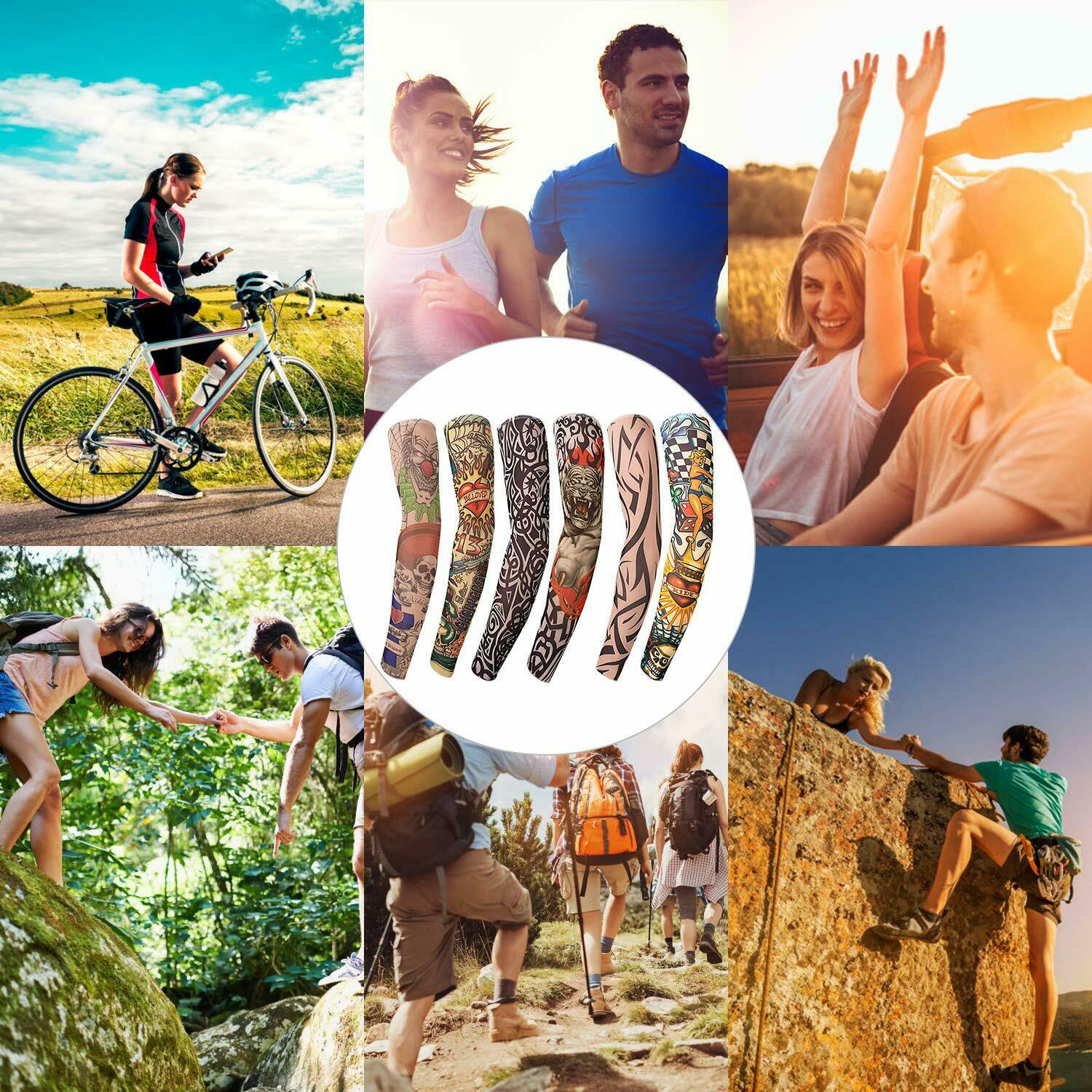 Full Arm Fake Tattoo Sleeve Cover w/UV Sun Protection
