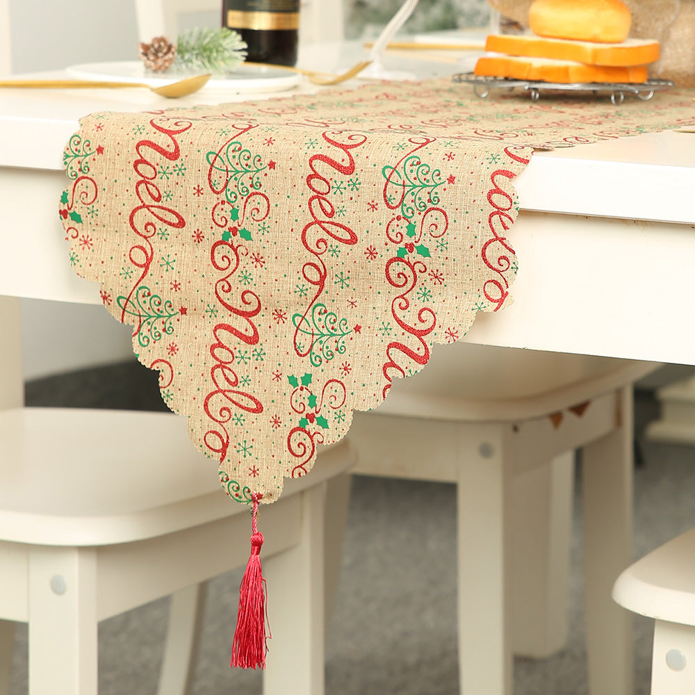 Decorative Christmas Snowflake Table Runner w/Tassels