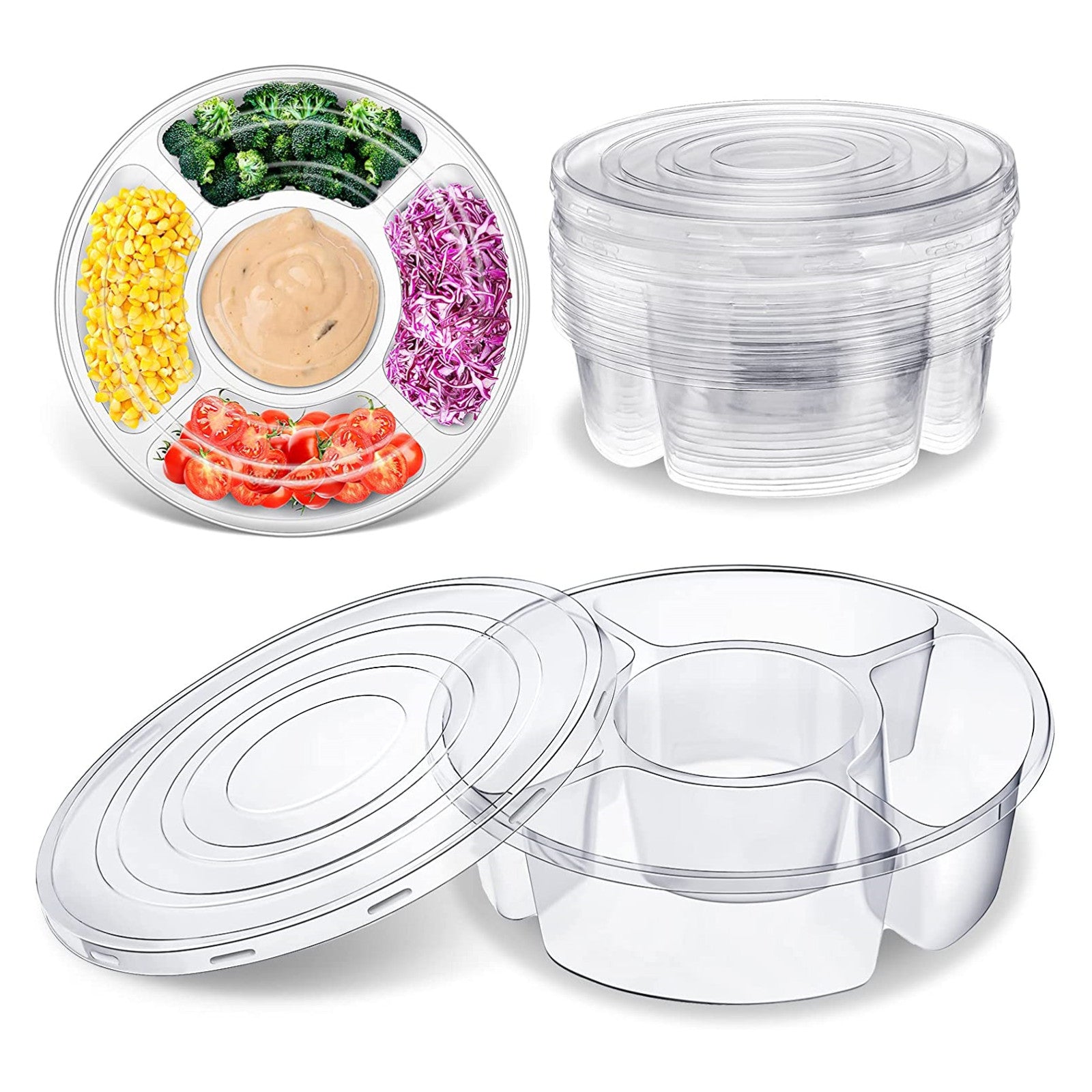 12 Pcs Round Appetizer Serving Trays w/Lids