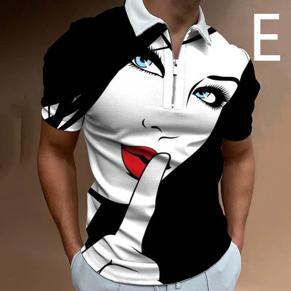 Men's Face Art Print Street Wear Short Sleeve T-Shirt