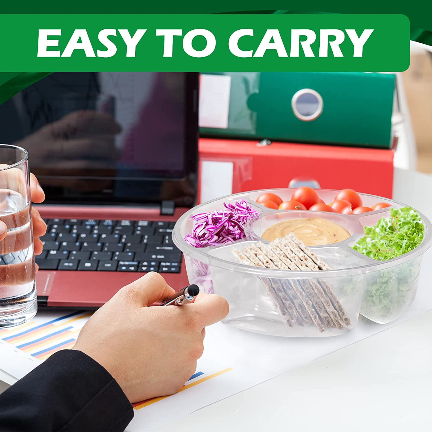 12 Pcs Round Appetizer Serving Trays w/Lids