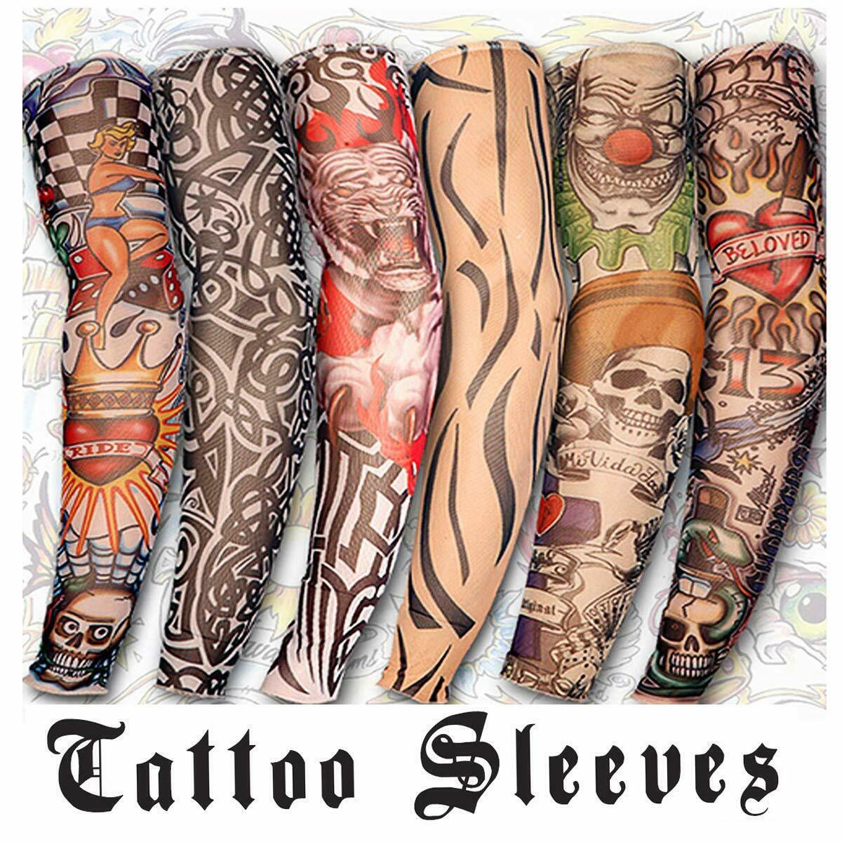 Full Arm Fake Tattoo Sleeve Cover w/UV Sun Protection