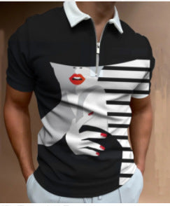 Men's Face Art Print Street Wear Short Sleeve T-Shirt