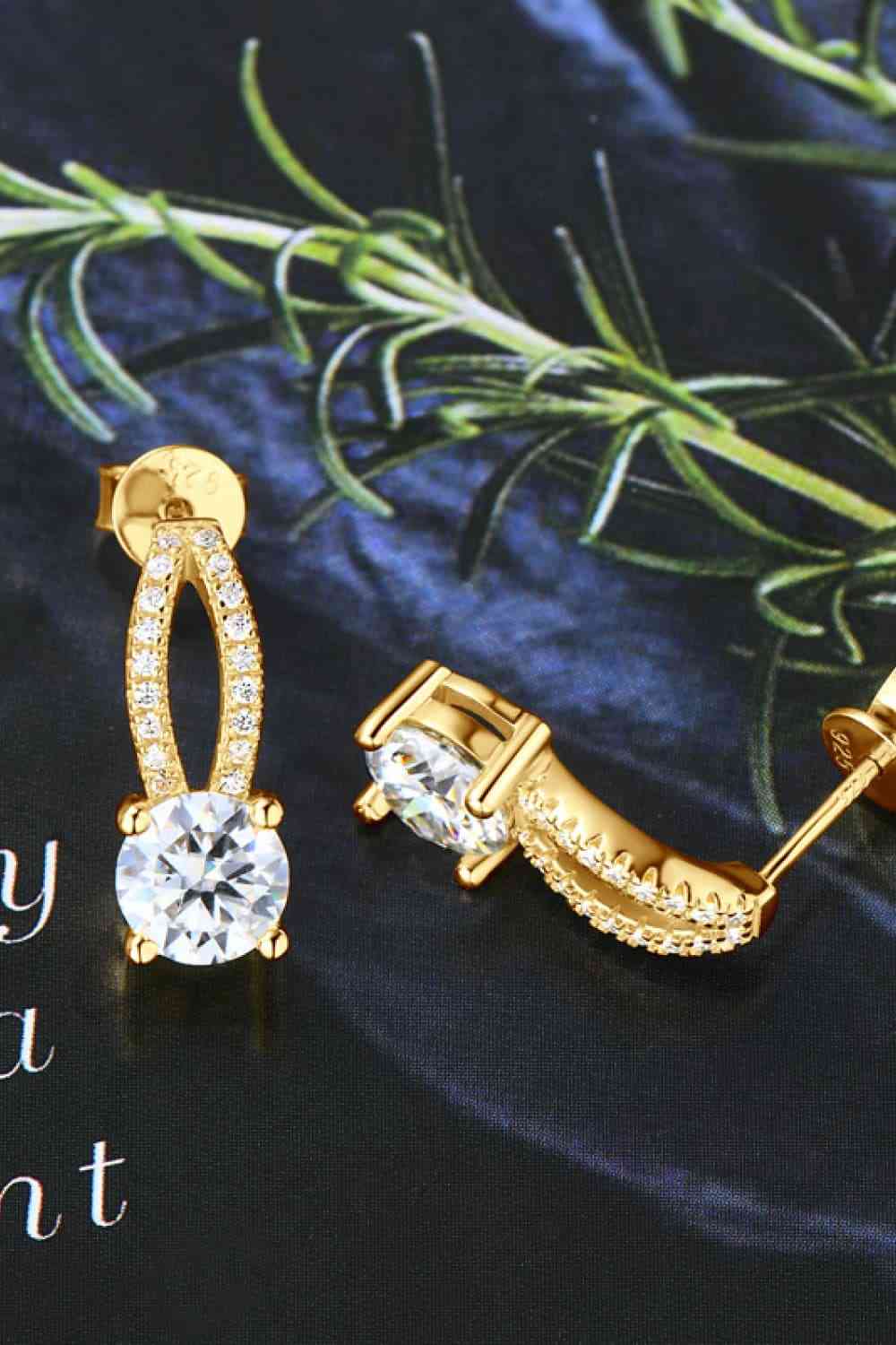 One Carat Moissanite 925 Sterling Silver & Gold-Plated Earrings