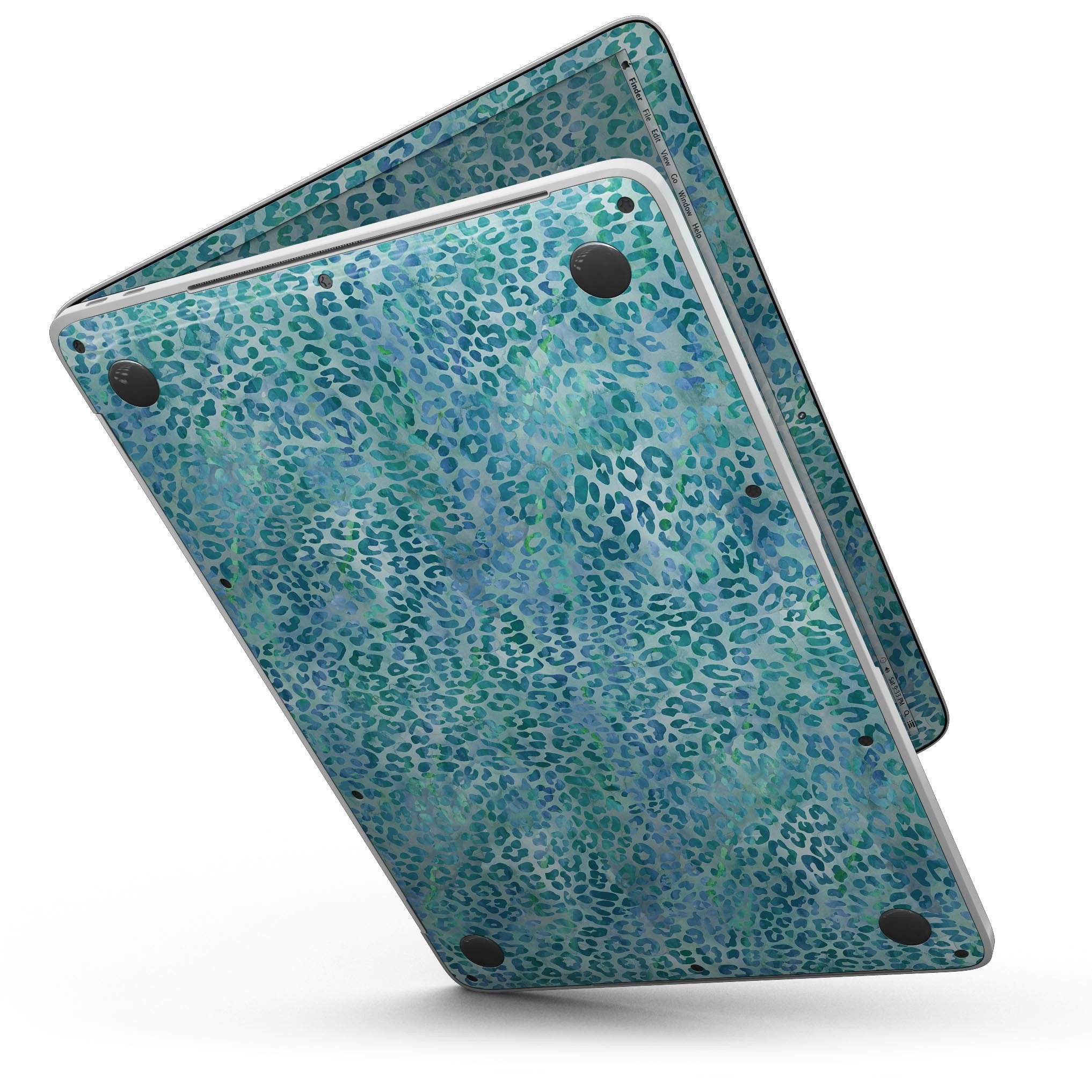 Aqua Watercolor Leopard Skins for 13" MacBook Pros without Touch Bar