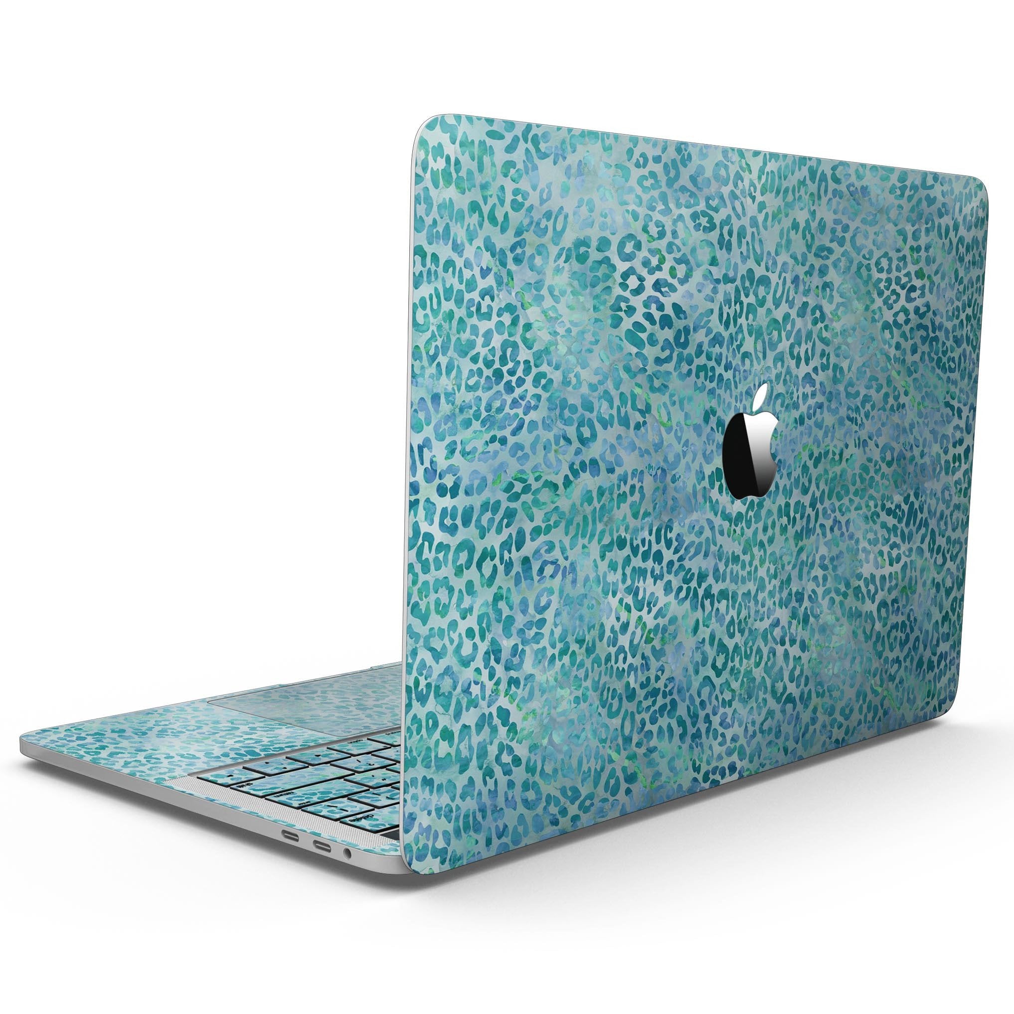 Aqua Watercolor Leopard Skins for 13" MacBook Pros without Touch Bar
