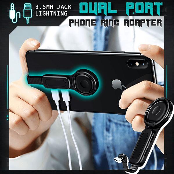 Dual Port Phone Ring Holder for Lightning Jack Adapter