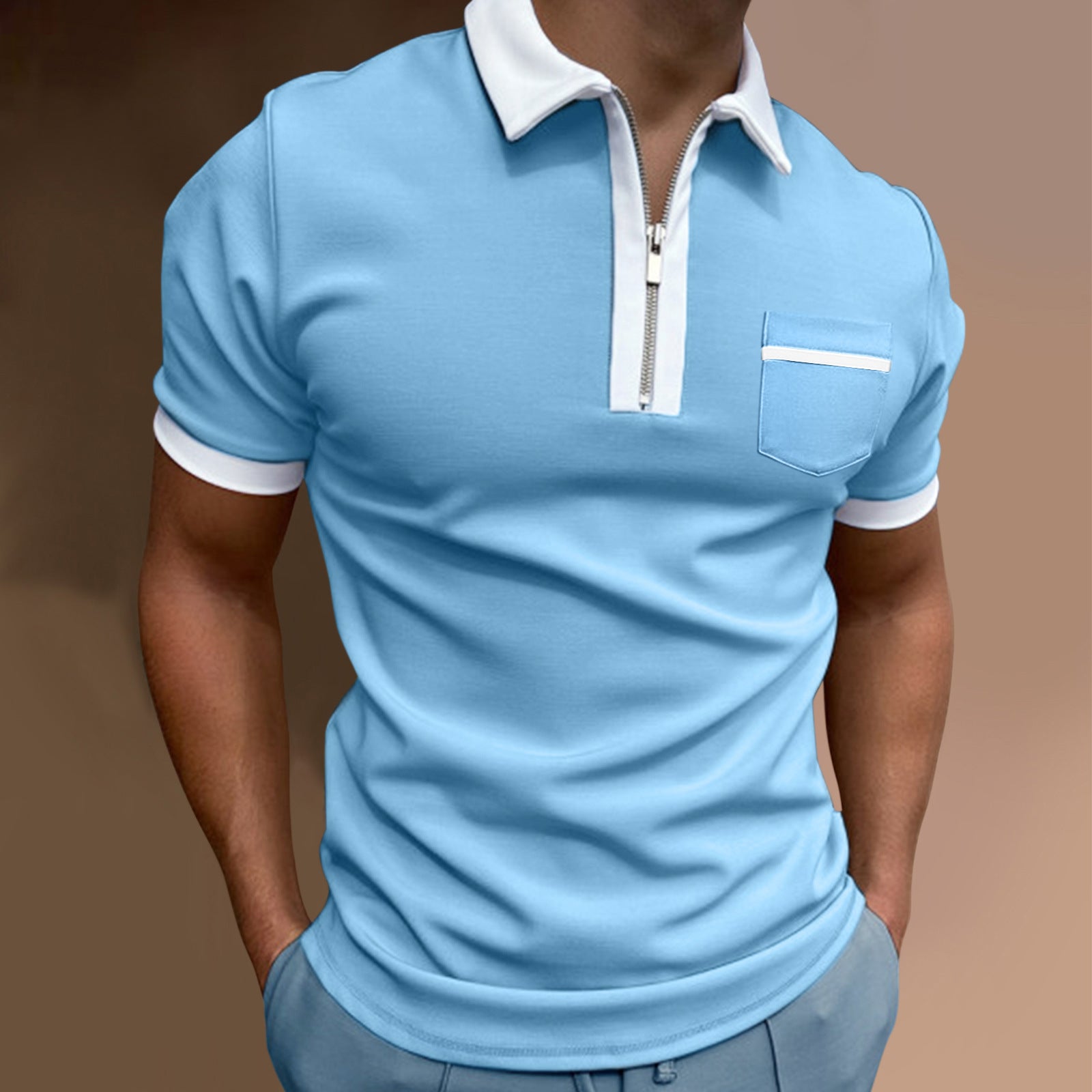 Men's Lapel Fashion Slim Pocket Polo Shirt