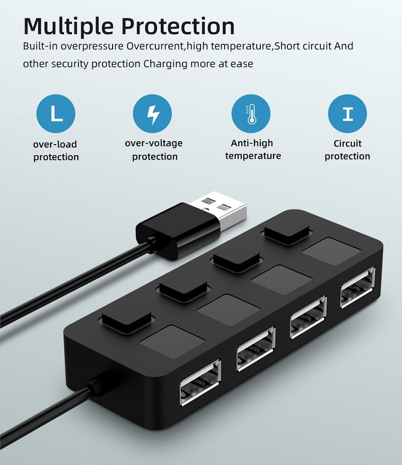 Multi-USB 2.0 High-Speed Hub w/ Splitter 4-Port Extender