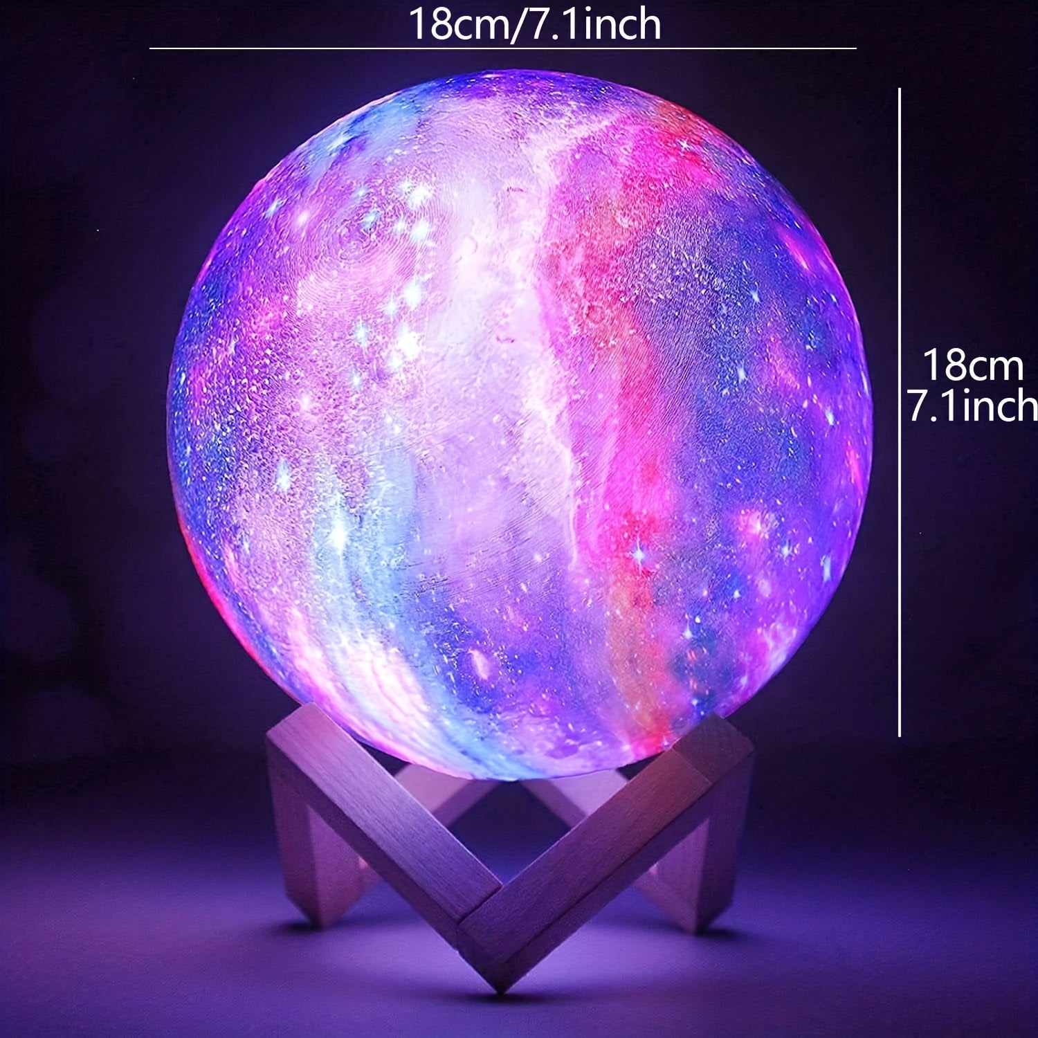 3-D Printed Galaxy Moonlight Lamp w/USB LED Lunar Light Touch & Color Changing Moon Lamp