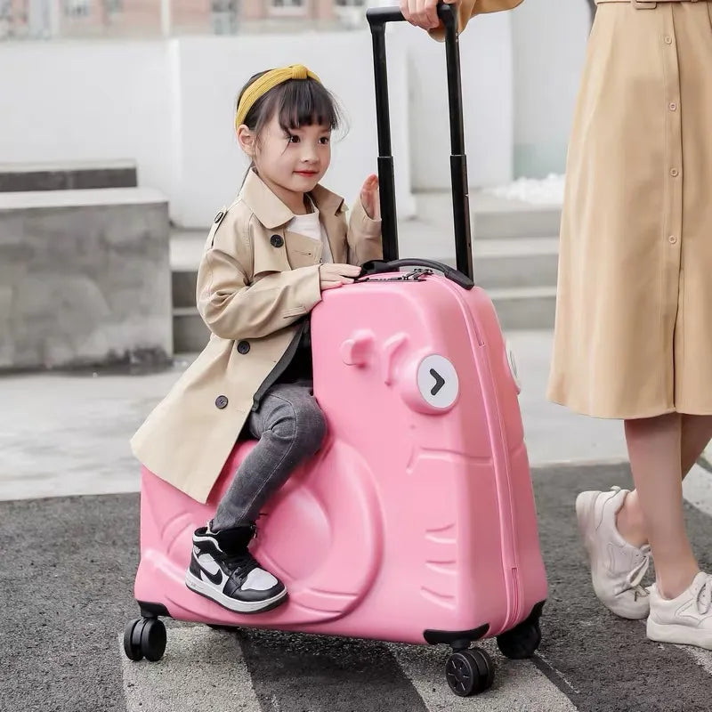 Kids Traveling Trolley Suitcase w/Spinner Wheels