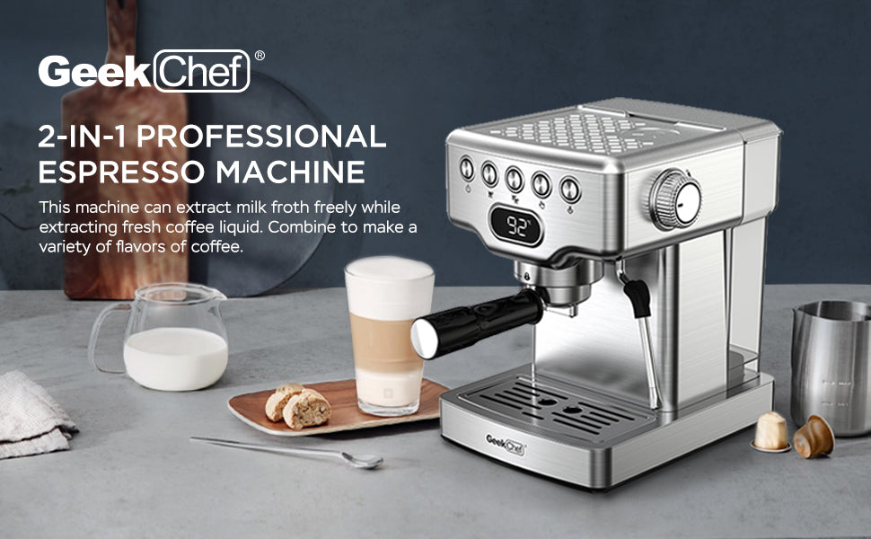 Geek Chef Espresso Machine w/Milk Frother