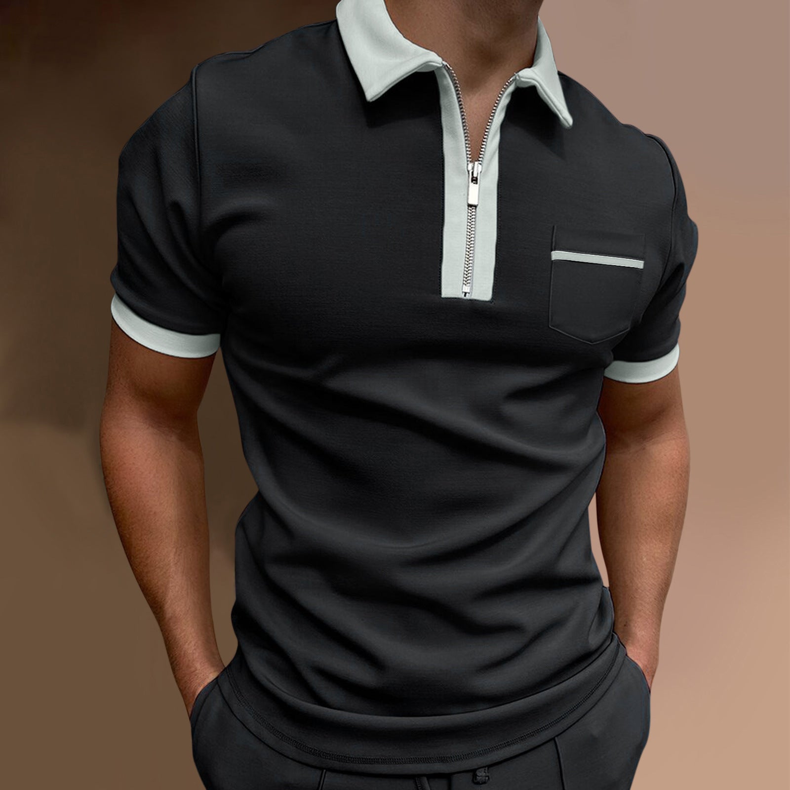 Men's Lapel Fashion Slim Pocket Polo Shirt