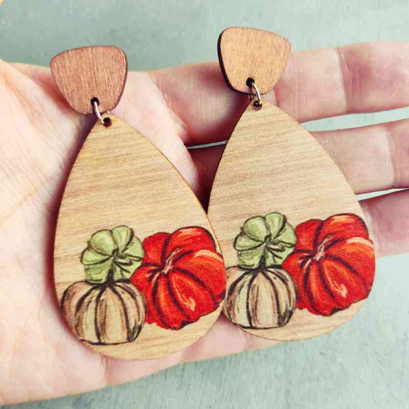 Thanksgiving Wooden Drop Earrings