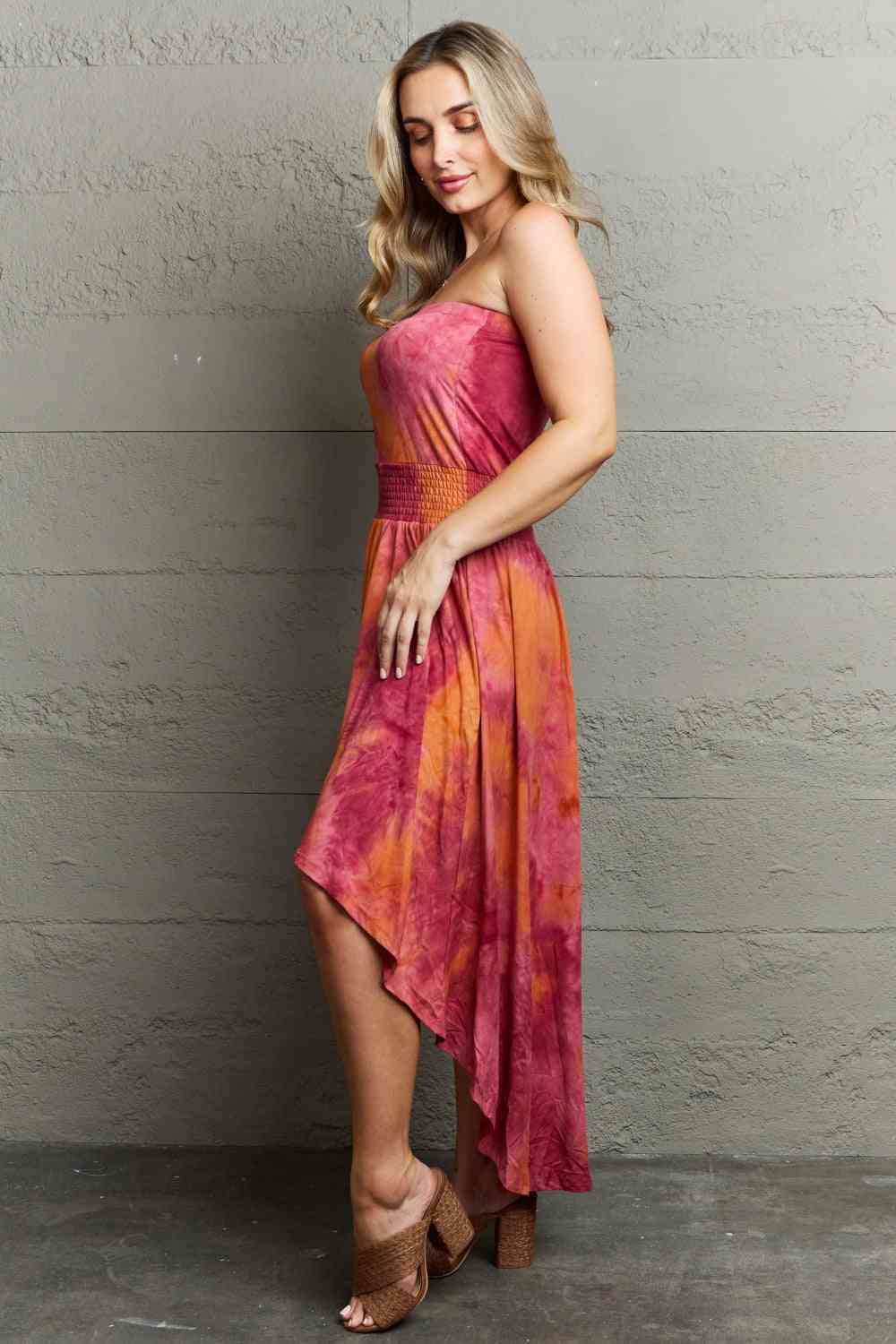 "In The Mix" Sleeveless High-Low Tie Dye Dress